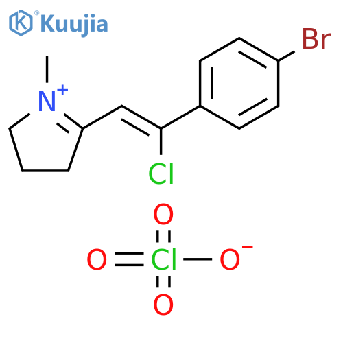 2H-Pyrrolium, 5-[2-(4-bromophenyl)-2-chloroethenyl]-3,4-dihydro-1-methyl-, (Z)-, perchlorate (9CI) structure