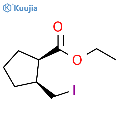 Cyclopentanecarboxylic acid, 2-(iodomethyl)-, ethyl ester, cis- structure