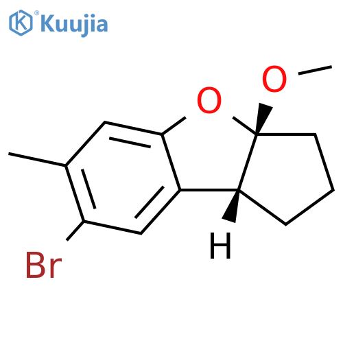 1H-Cyclopenta[b]benzofuran, 7-bromo-2,3,3a,8b-tetrahydro-3a-methoxy-6-methyl-, (3aR,8bR)-rel- structure