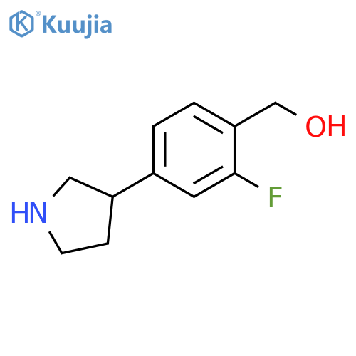 2-fluoro-4-(pyrrolidin-3-yl)phenylmethanol structure