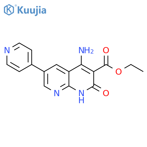 1,8-Naphthyridine-3-carboxylic acid,4-amino-1,2-dihydro-2-oxo-6-(4-pyridinyl)-, ethyl ester structure
