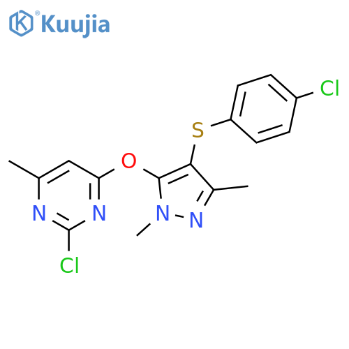 Pyrimidine,2-chloro-4-[[4-[(4-chlorophenyl)thio]-1,3-dimethyl-1H-pyrazol-5-yl]oxy]-6-methyl- structure