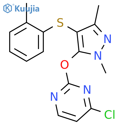 Pyrimidine,4-chloro-2-[[1,3-dimethyl-4-[(2-methylphenyl)thio]-1H-pyrazol-5-yl]oxy]- structure