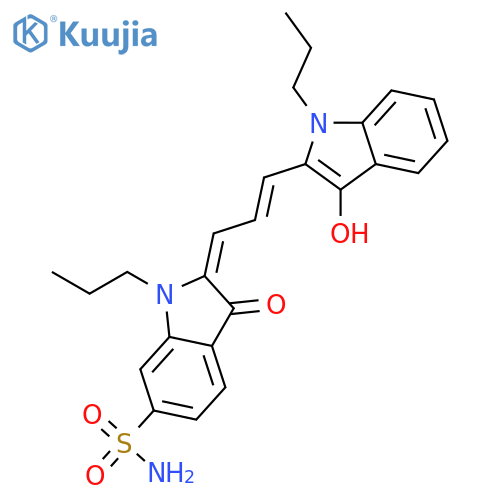 1H-Indole-6-sulfonamide,2,3-dihydro-2-[3-(3-hydroxy-1-propyl-1H-indol-2-yl)-2-propenylidene]-3-oxo-1-propyl- structure
