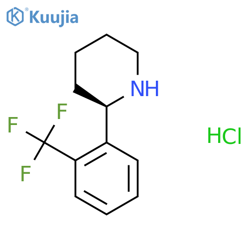 (2R)-2-[2-(Trifluoromethyl)phenyl]piperidine;hydrochloride structure