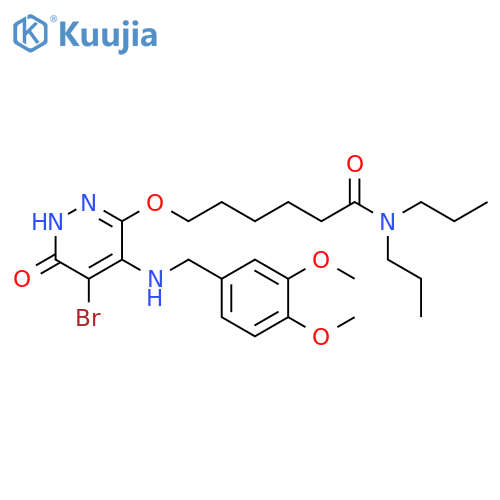 Hexanamide,6-[[5-bromo-4-[[(3,4-dimethoxyphenyl)methyl]amino]-1,6-dihydro-6-oxo-3-pyridazinyl]oxy]-N,N-dipropyl- structure