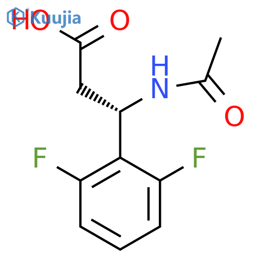 (3S)-3-(2,6-difluorophenyl)-3-acetamidopropanoic acid structure