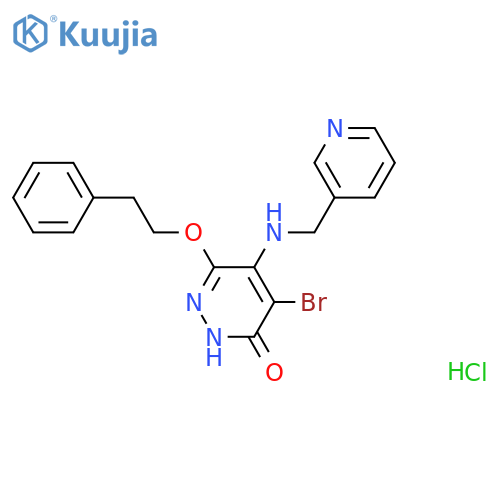 3(2H)-Pyridazinone, 4-bromo-6-(2-phenylethoxy)-5-[(3-pyridinylmethyl)amino]-, hydrochloride (1:1) structure