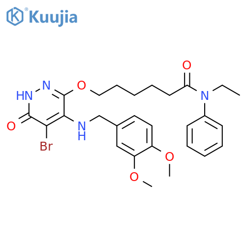 Hexanamide,6-[[5-bromo-4-[[(3,4-dimethoxyphenyl)methyl]amino]-1,6-dihydro-6-oxo-3-pyridazinyl]oxy]-N-ethyl-N-phenyl- structure
