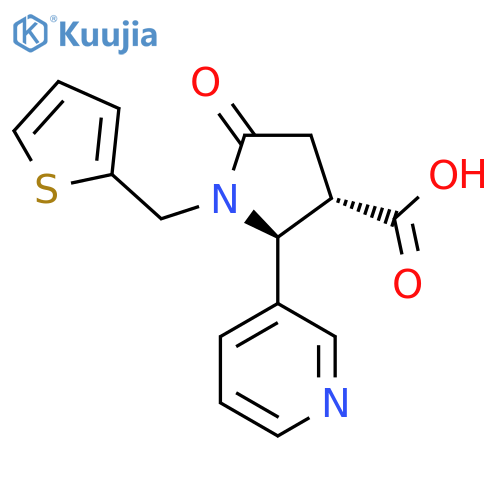 (2S,3S)-5-Oxo-2-(3-pyridinyl)-1-(2-thienylmethyl)-3-pyrrolidinecarboxylic acid structure