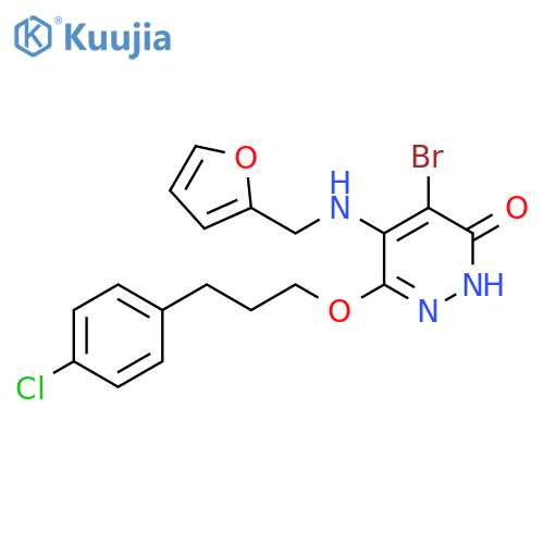 3(2H)-Pyridazinone,4-bromo-6-[3-(4-chlorophenyl)propoxy]-5-[(2-furanylmethyl)amino]- structure