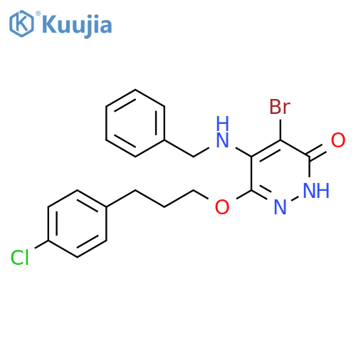 3(2H)-Pyridazinone,4-bromo-6-[3-(4-chlorophenyl)propoxy]-5-[(phenylmethyl)amino]- structure