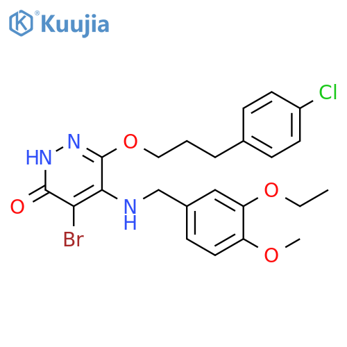 3(2H)-Pyridazinone,4-bromo-6-[3-(4-chlorophenyl)propoxy]-5-[[(3-ethoxy-4-methoxyphenyl)methyl]amino]- structure