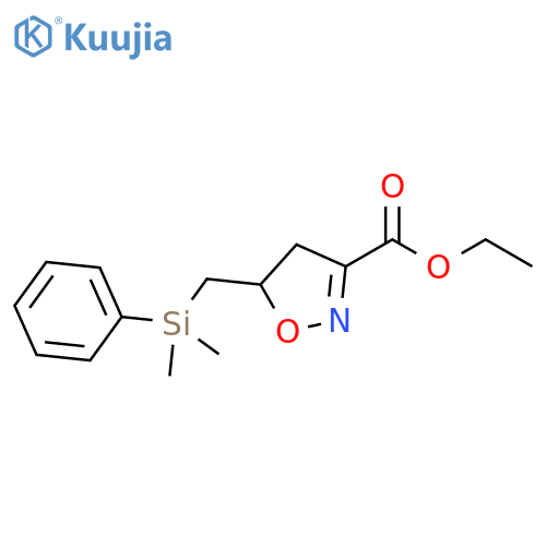 3-Isoxazolecarboxylic acid, 5-[(dimethylphenylsilyl)methyl]-4,5-dihydro-,ethyl ester structure
