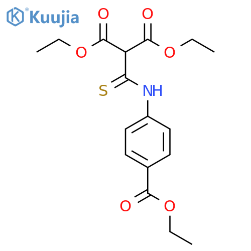 Propanedioic acid, 2-[[[4-(ethoxycarbonyl)phenyl]amino]thioxomethyl]-, 1,3-diethyl ester structure