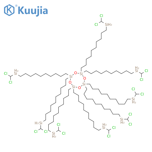 Cyclotetrasiloxane, octakis[10-(dichloromethylsilyl)decyl]- structure