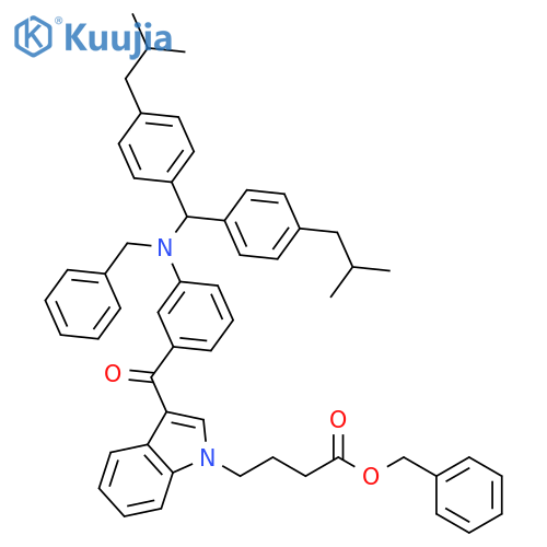 1H-Indole-1-butanoic acid,3-[3-[[bis[4-(2-methylpropyl)phenyl]methyl](phenylmethyl)amino]benzoyl]-, phenylmethyl ester structure