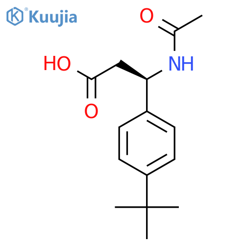 (3R)-3-(4-tert-butylphenyl)-3-acetamidopropanoic acid structure