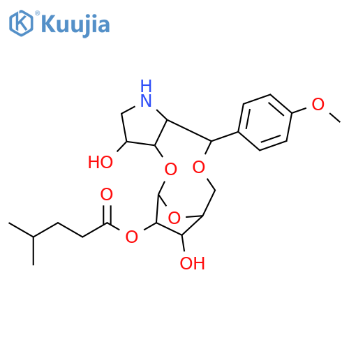 (3S,3aS,5R,6R,7S,8S,11R,11aR)-3,7-dihydroxy-11-(4-methoxyphenyl)decahydro-5H-5,8-epoxy[1,5]dioxecino[3,2-b]pyrrol-6-yl 4-methylpentanoate structure
