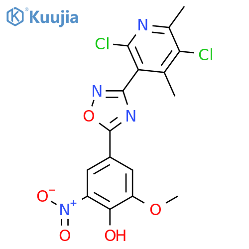 4-(3-(2,5-Dichloro-4,6-dimethylpyridin-3-yl)-1,2,4-oxadiazol-5-yl)-2-methoxy-6-nitrophenol structure