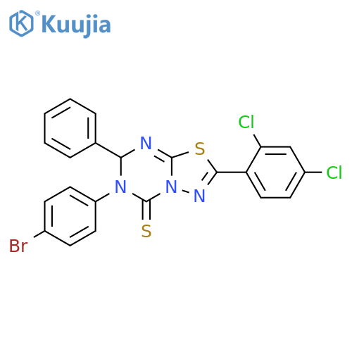 5H-1,3,4-Thiadiazolo[3,2-a][1,3,5]triazine-5-thione,6-(4-bromophenyl)-2-(2,4-dichlorophenyl)-6,7-dihydro-7-phenyl- structure