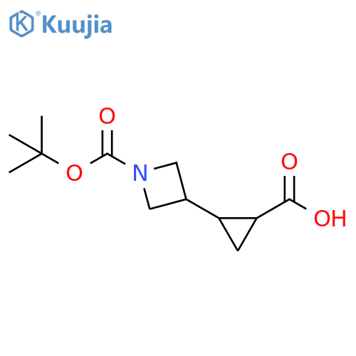 2-{1-(tert-butoxy)carbonylazetidin-3-yl}cyclopropane-1-carboxylic acid structure