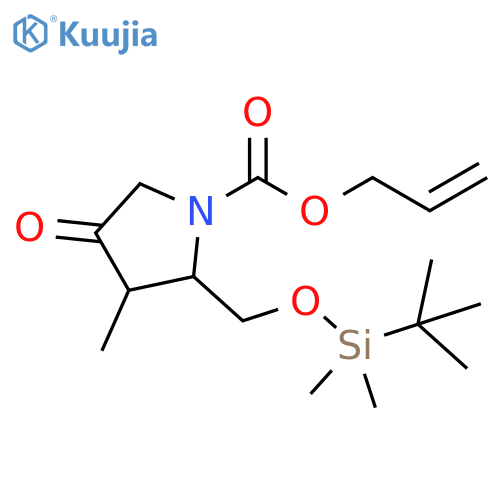 1-Pyrrolidinecarboxylic acid,2-[[[(1,1-dimethylethyl)dimethylsilyl]oxy]methyl]-3-methyl-4-oxo-,2-propenyl ester structure