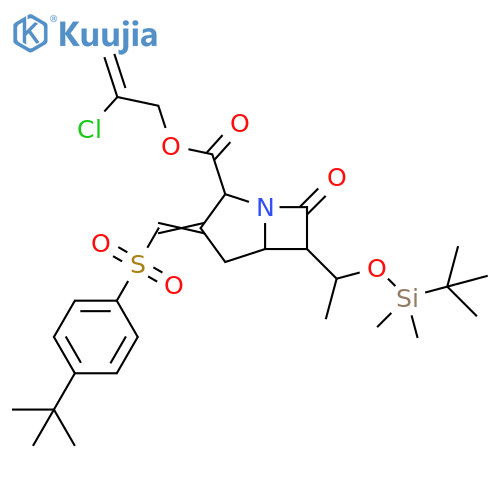 1-Azabicyclo[3.2.0]heptane-2-carboxylic acid, 6-[1-[[(1,1-dimethylethyl)dimethylsilyl]oxy]ethyl]-3-[[[4-(1,1-dimethylethyl)phenyl]sulfonyl]methylene]-7-oxo-, 2-chloro-2-propen-1-yl ester structure