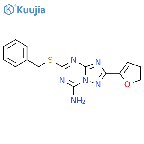 [1,2,4]Triazolo[1,5-a][1,3,5]triazin-7-amine, 2-(2-furanyl)-5-[(phenylmethyl)thio]- structure