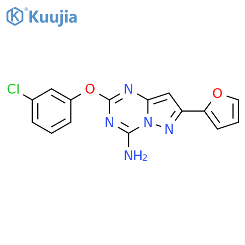 Pyrazolo[1,5-a]-1,3,5-triazin-4-amine, 2-(3-chlorophenoxy)-7-(2-furanyl)- structure