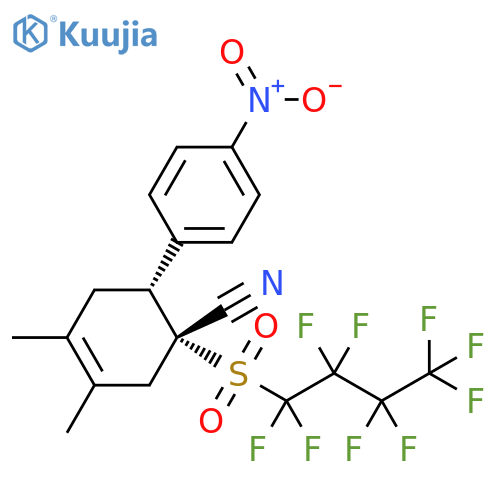 3-Cyclohexene-1-carbonitrile, 3,4-dimethyl-6-(4-nitrophenyl)-1-[(nonafluorobutyl)sulfonyl]-, trans- (9CI) structure