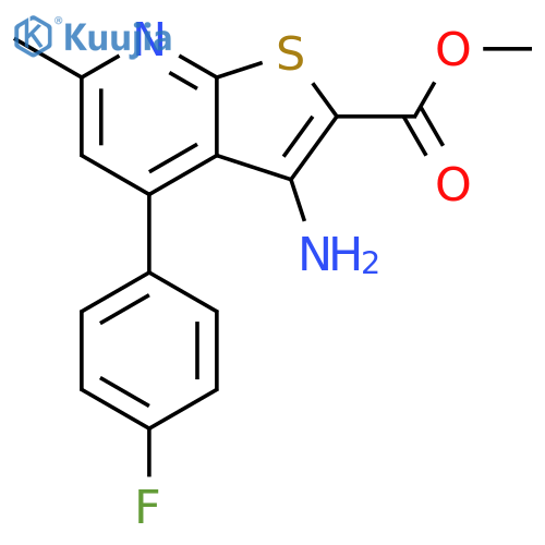 Thieno[2,3-b]pyridine-2-carboxylic acid,3-amino-4-(4-fluorophenyl)-6-methyl-, methyl ester structure