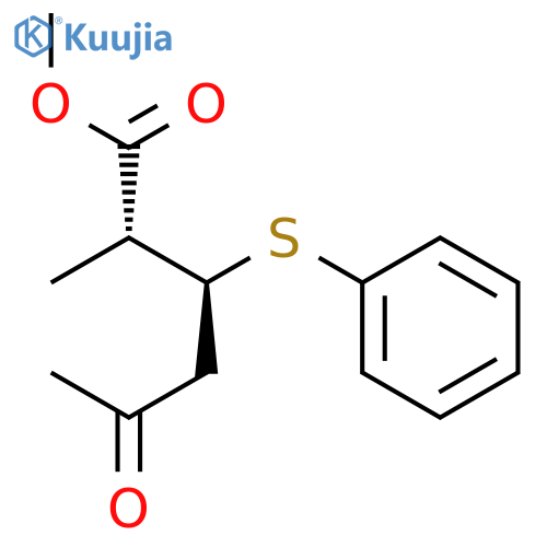 Hexanoic acid, 2-methyl-5-oxo-3-(phenylthio)-, methyl ester, (R*,S*)- structure