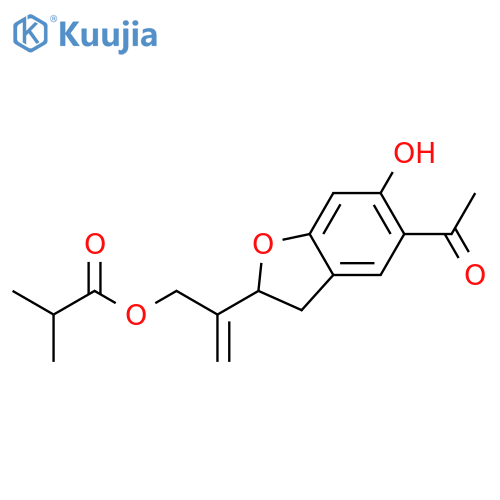Propanoic acid, 2-methyl-,2-(5-acetyl-2,3-dihydro-6-hydroxy-2-benzofuranyl)-2-propenyl ester structure