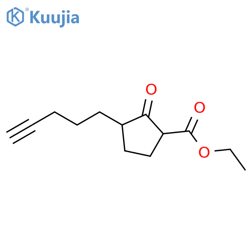 Cyclopentanecarboxylic acid, 2-oxo-3-(4-pentynyl)-, ethyl ester structure