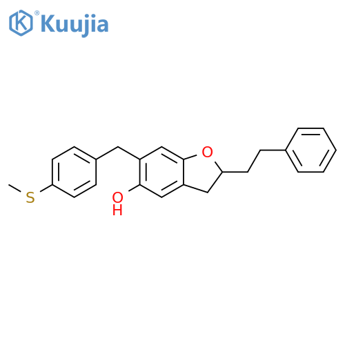 5-Benzofuranol,2,3-dihydro-6-[[4-(methylthio)phenyl]methyl]-2-(2-phenylethyl)- structure