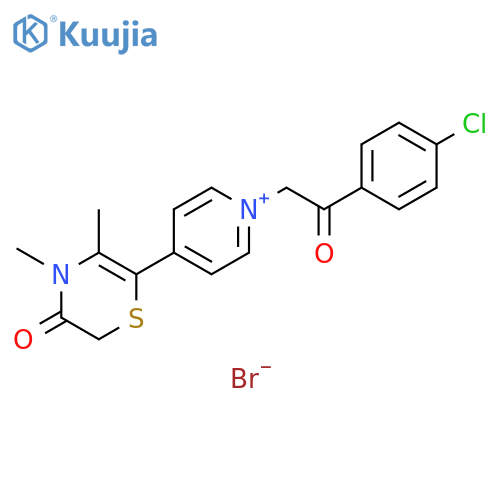 Pyridinium, 1-[2-(4-chlorophenyl)-2-oxoethyl]-4-(3,4-dihydro-4,5-dimethyl-3-oxo-2H-1,4-thiazin-6-yl)-, bromide (1:1) structure