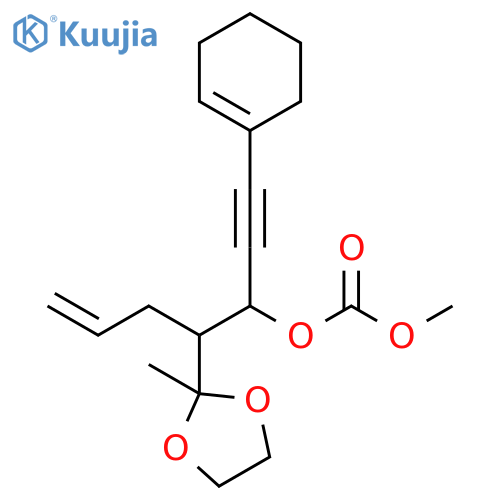 Carbonic acid, 1-(1-cyclohexen-1-ylethynyl)-2-(2-methyl-1,3-dioxolan-2-yl)-4-pentenyl methyl ester (9CI) structure