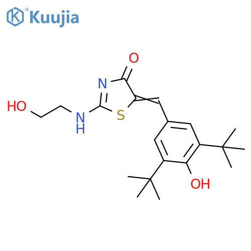 4(5H)-Thiazolone,5-[[3,5-bis(1,1-dimethylethyl)-4-hydroxyphenyl]methylene]-2-[(2-hydroxyethyl)amino]- structure