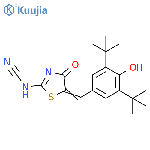 Cyanamide,[5-[[3,5-bis(1,1-dimethylethyl)-4-hydroxyphenyl]methylene]-4,5-dihydro-4-oxo-2-thiazolyl]- structure