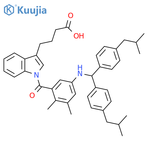 1H-Indole-3-butanoic acid,1-[5-[[bis[4-(2-methylpropyl)phenyl]methyl]amino]-2,3-dimethylbenzoyl]- structure