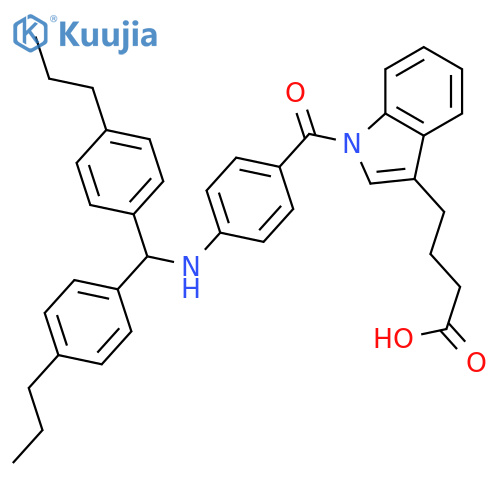 1H-Indole-3-butanoic acid,1-[4-[[bis(4-propylphenyl)methyl]amino]benzoyl]- structure