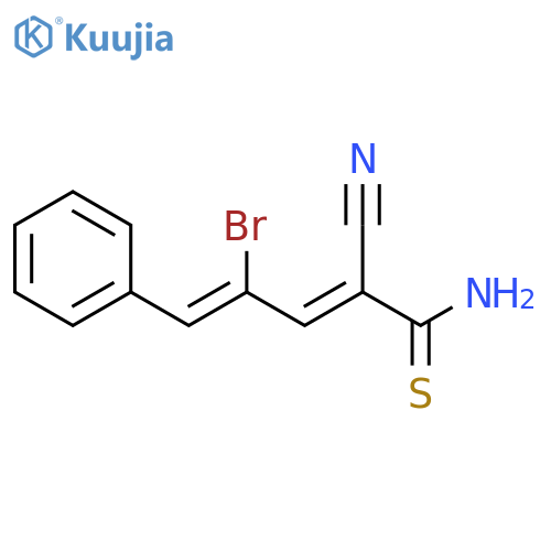 (2E,4Z)-4-bromo-2-cyano-5-phenylpenta-2,4-dienethioamide structure