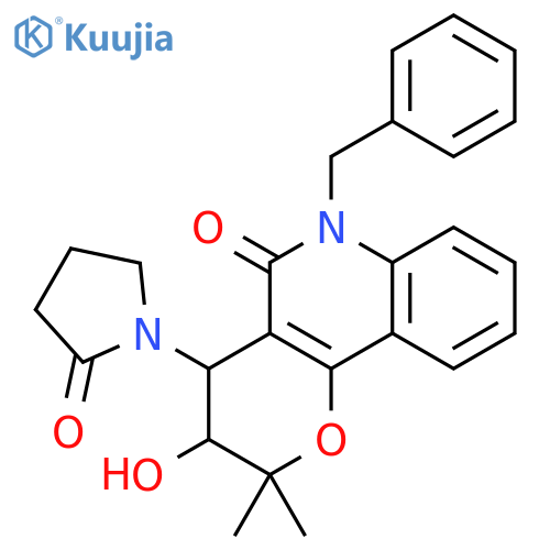 (3R,4S)-6-benzyl-3-hydroxy-2,2-dimethyl-4-(2-oxopyrrolidin-1-yl)-2,3,4,6-tetrahydro-5H-pyrano[3,2-c]quinolin-5-one structure
