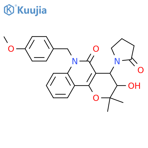 5H-Pyrano[3,2-c]quinolin-5-one,2,3,4,6-tetrahydro-3-hydroxy-6-[(4-methoxyphenyl)methyl]-2,2-dimethyl-4-(2-oxo-1-pyrrolidinyl)-, trans- structure