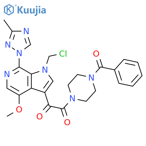 1,2-Ethanedione, 1-(4-benzoyl-1-piperazinyl)-2-[1-(chloromethyl)-4-methoxy-7-(3-methyl-1H-1,2,4-triazol-1-yl)-1H-pyrrolo[2,3-c]pyridin-3-yl]- structure