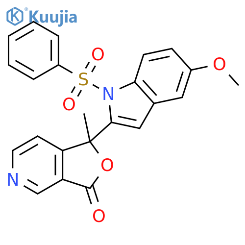 1H-Indole,2-(1,3-dihydro-1-methyl-3-oxofuro[3,4-c]pyridin-1-yl)-5-methoxy-1-(phenylsulfonyl)- structure