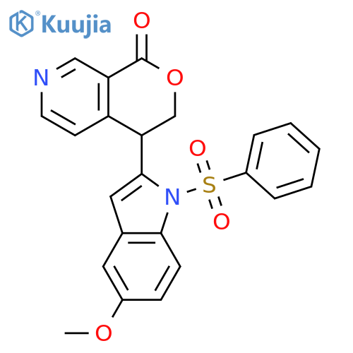 1H-Indole,2-(3,4-dihydro-1-oxo-1H-pyrano[3,4-c]pyridin-4-yl)-5-methoxy-1-(phenylsulfonyl)- structure