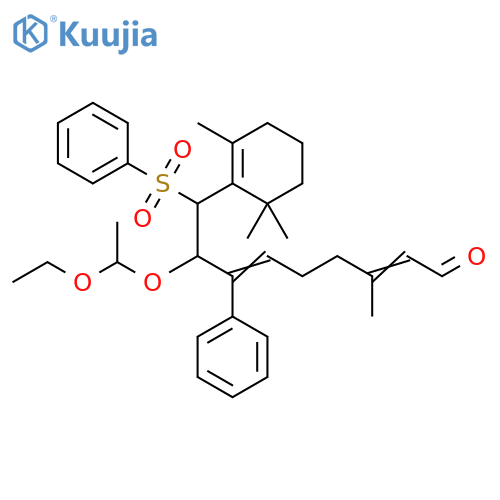 2,6-Nonadienal, 8-(1-ethoxyethoxy)-3-methyl-7-phenyl-9-(phenylsulfonyl)-9-(2,6,6-trimethyl-1-cyclohexen-1-yl)- structure
