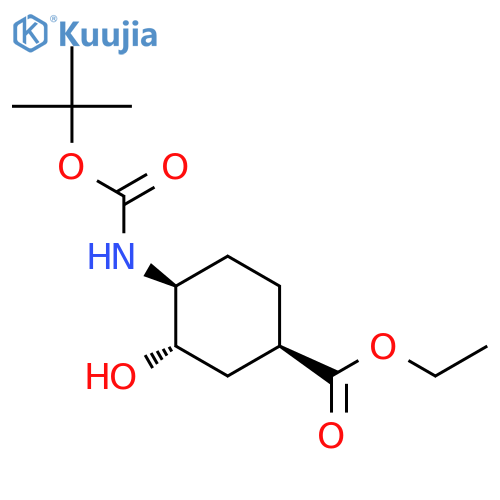 (1R,3S,4S)-Ethyl 4-((tert-butoxycarbonyl)amino)-3-hydroxycyclohexanecarboxylate structure